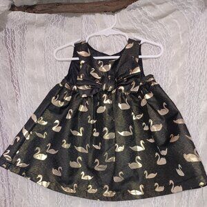 Cat & jack 12m black w/ gold swans